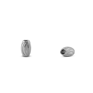 Kralen van Stainless steel Roestvrij staal (RVS) ovaal Silver