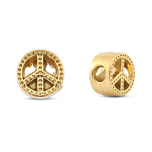 Kralen van Stainless steel Roestvrij staal (RVS) peace Gold