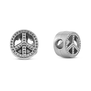 Kralen van Stainless steel Roestvrij staal (RVS) peace Silver