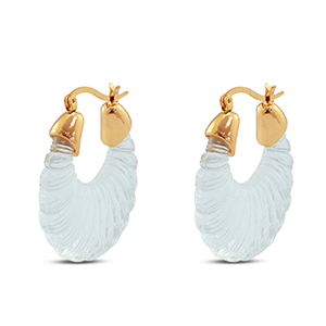 Musthave resin oorbellen oval Gold-transparent