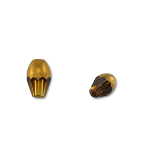 Glas kralen oval Yellow transparent-gold