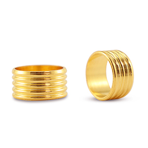Metaal schuivers DQ ring with ribs Goud (nikkelvrij)