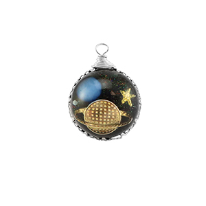 Hangers van Resin round galaxy Silver-blue-gold-glitter