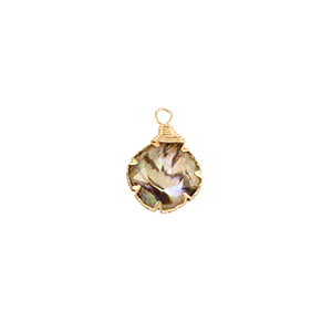 Hangers van Resin with imitation shell round Gold-taupe