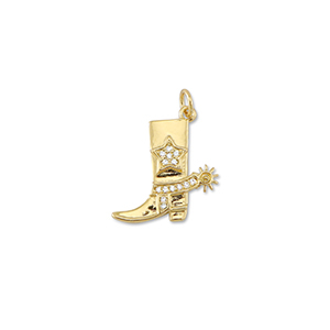 Brass TQ metaal bedels cowboy boot with spur Gold