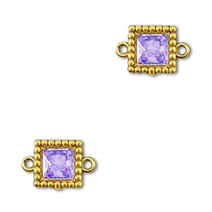Tussenstukken van Stainless steel Roestvrij staal (RVS) zirkonia square Gold-purple