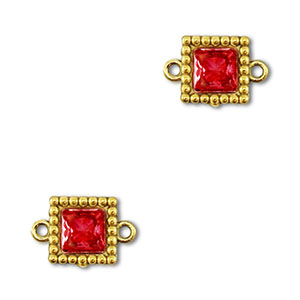 Tussenstukken van Stainless steel Roestvrij staal (RVS) zirkonia square Gold-red