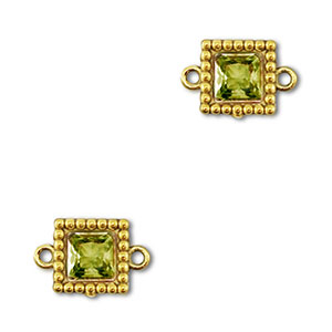 Tussenstukken van Stainless steel Roestvrij staal (RVS) zirkonia square Gold-lime green