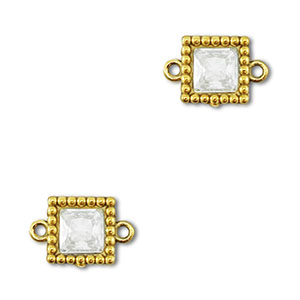 Tussenstukken van Stainless steel Roestvrij staal (RVS) zirkonia square Gold-transparent