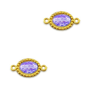 Tussenstukken van Stainless steel Roestvrij staal (RVS) zirkonia oval Gold-purple