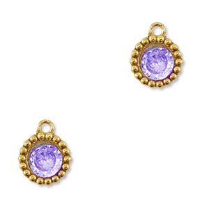 Bedels van Stainless steel Roestvrij staal (RVS) zirkonia round Gold-purple