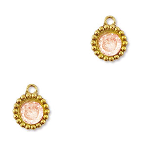 Bedels van Stainless steel Roestvrij staal (RVS) zirkonia round Gold-light orange