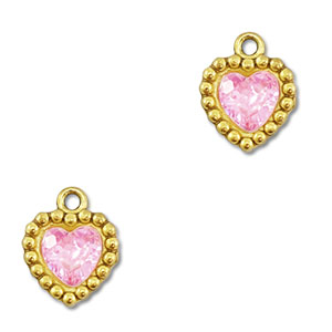 Bedels van Stainless steel Roestvrij staal (RVS) zirkonia heart Gold-light pink