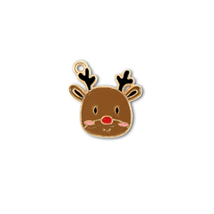 Metaal bedels reindeer Goud-bruin-rood-zwart