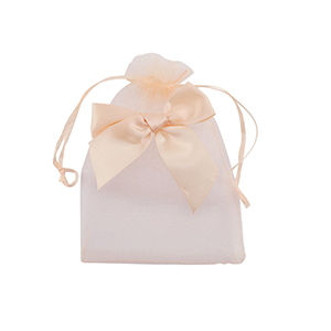 Organza sieradenzakje with bow Peach
