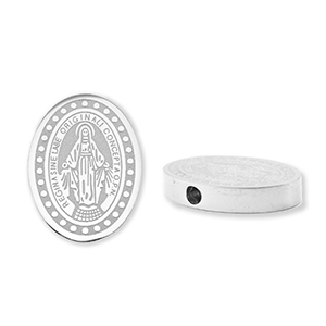 Kralen van Stainless steel Roestvrij staal (RVS) oval religious Silver