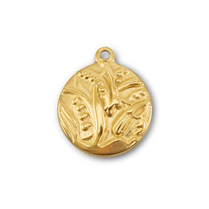 Bedels van Stainless steel Roestvrij staal (RVS) round with plant Gold