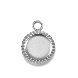 Birthstone bedel met setting Stainless Steel (RVS) voor SS16 flat back Silver