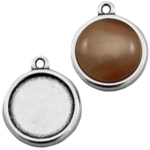 Metaal settings DQ voor 12mm cabochon Antiek zilver (nikkelvrij)