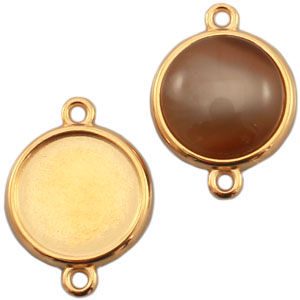 settings DQ metaal tussenstuk voor 12mm cabochon Goud (nikkelvrij)