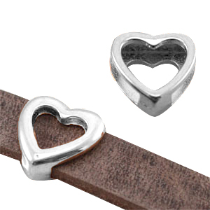 DQ metalen schuiver hart (voor DQ leer plat 10mm) Antiek zilver (nikkelvrij)