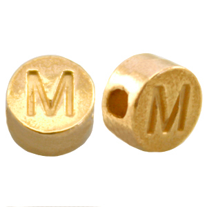 DQ metaal letterkraal M Goud (nikkelvrij)