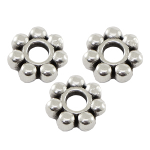 DQ metalen kralen spacer Bali ring 6mm Antiek zilver (nikkelvrij)