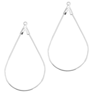 Metaal onderdelen DQ creolen oorring hangers ovaal Zilver (nikkelvrij)