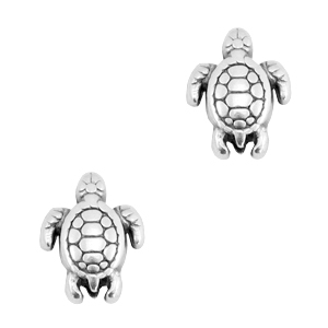 Metaal kralen DQ schildpad Antiek zilver (nikkelvrij)