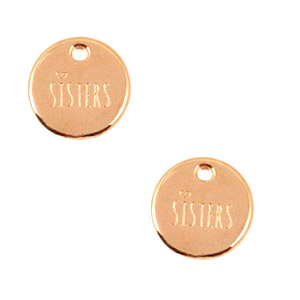 Metaal bedels DQ 12mm "sisters" Ros&eacute; goud (nikkelvrij)