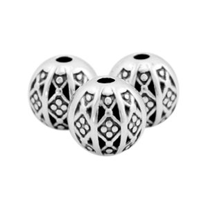 Metaal kralen DQ bal bohemian 8mm Antiek zilver (nikkelvrij)