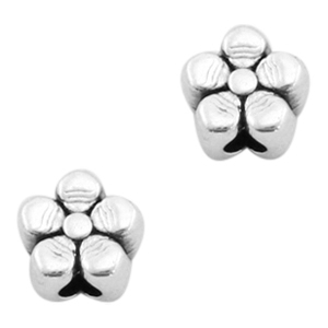Metaal kralen DQ bloem 4mm Antiek zilver (nikkelvrij)