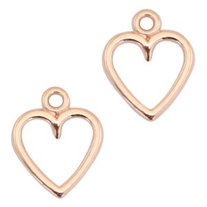 Metaal bedels DQ open heart Ros&eacute; goud (nikkelvrij)