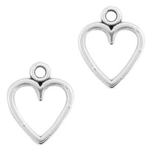 Metaal bedels DQ open heart Antiek zilver (nikkelvrij)