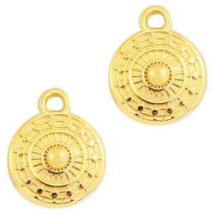 Metaal bedels DQ rond 11x9mm Goud (nikkelvrij)