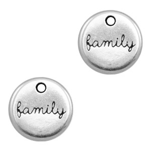 Metaal bedels DQ "family" Antiek zilver (nikkelvrij)