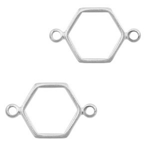 Metaal bedels DQ tussenstuk hexagon Antiek zilver (nikkelvrij)