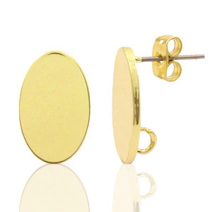 Metalen onderdelen DQ earpin ovaal 11x18mm Goud (nikkelvrij)