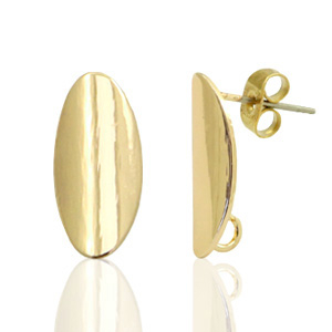Metalen onderdelen DQ earpin ovaal 9x18mm Goud (nikkelvrij)