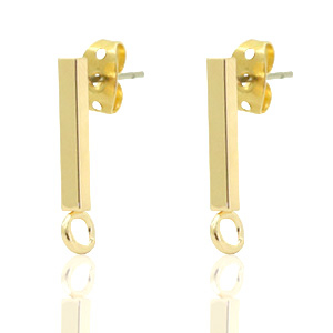 Metalen onderdelen DQ earpin bar 14x2mm Goud (nikkelvrij)