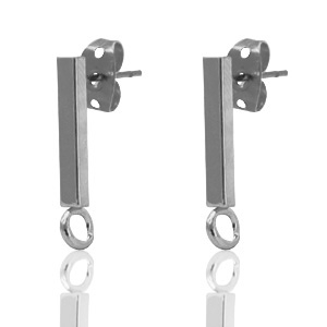 Metalen onderdelen DQ earpin bar Zilver antraciet (nikkelvrij)