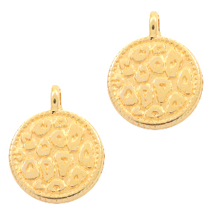 Metaal bedels DQ leopard skin 12mm Goud (nikkelvrij)