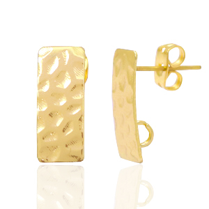 Metaal onderdelen DQ earpin rechthoek met oog Goud (nikkelvrij)