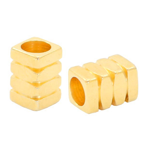 Metaal kralen DQ tube quadruple Goud (nikkelvrij)