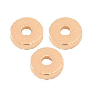 Metaal kralen DQ disc rondellen 6x2mm Ros&eacute; goud (nikkelvrij)