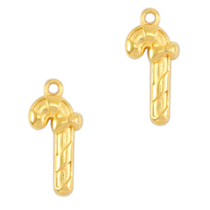 Metaal bedels DQ kerst zuurstokje Goud (nikkelvrij)