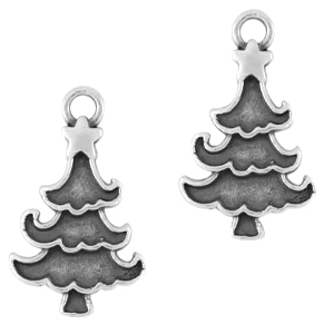 Metaal bedels DQ Christmas tree Antiek zilver (nikkelvrij)