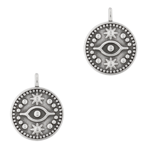 Metaal bedels DQ eye 15mm Antiek zilver (nikkelvrij)