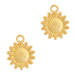 Metaal bedels DQ zonnebloem 15mm Goud (nikkelvrij)
