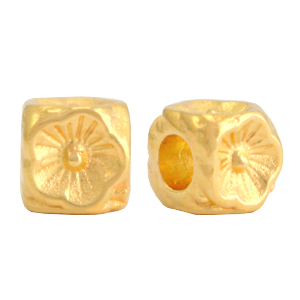 Metaal kralen DQ bloem cube 5mm Goud (nikkelvrij)